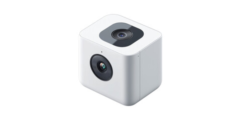 Obraz premium Compact Dual-Lens Security Camera. Advanced Surveillance Technology For Home And Office Monitoring Isolated On Transparent Background