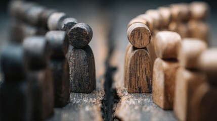 Two Groups Divided by a Gap Symbolizing Conflict and Separation