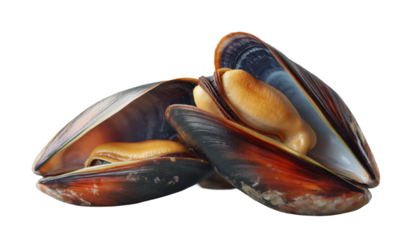 Freshly opened mussels displaying tender meat