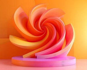 Abstract Spiral Design Orange Pink and Yellow 3D Render artwork illustration