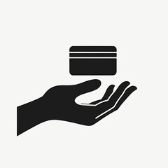 Hand holding credit card in minimalist black and white design  
