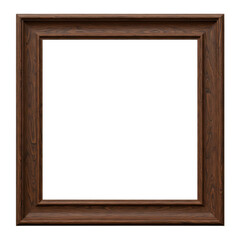 Obraz premium Realistic 3D wooden picture frame with open center, suitable for artwork presentations, mockups, and wall decor projects, isolated on a transparent background, png, cutout.