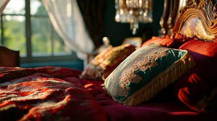 Bedroom with a large window on the left side. the window has white curtains and is letting in natural light.