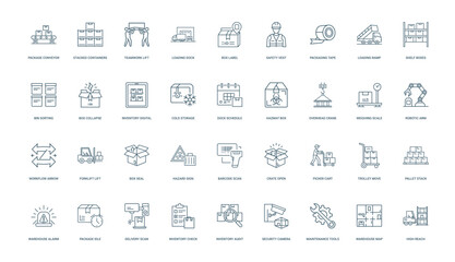 warehouse activity collection linear icons