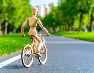 木製人形のサイクリング