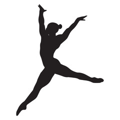 Silhouette of a female gymnast in a dynamic pose