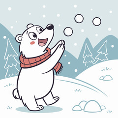 Playful Colorful Doodle Polar bears Illustration