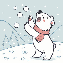 Playful Colorful Sketch Polar bears Illustration