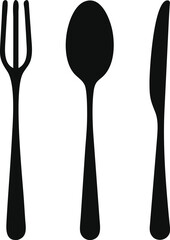 Fork, knife and spoon icon. Vector illustration