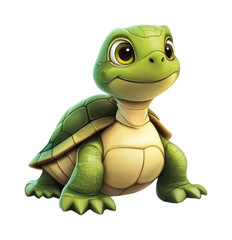Fototapeta premium Cute cartoon turtle with large eyes and green shell