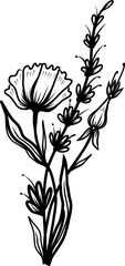 AdHand Drawn Minimal Linear Vector Floral Pattern obe Illustrator Artwork