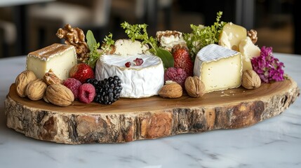 Gourmet Cheese Board with Fruits and Nuts