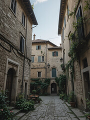 Obraz premium Very old ghosty buildings in Italy, Calliano, June 23, 2024.