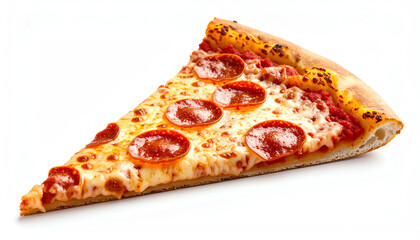 A delicious slice of pepperoni pizza featuring melted cheese, savory tomato sauce, and a crispy crust, perfect for satisfying cravings