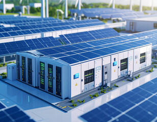 Sustainable Energy Power Station: a photovoltaic solar panel power station showcasing clean energy generation and the beauty of sustainable technology.