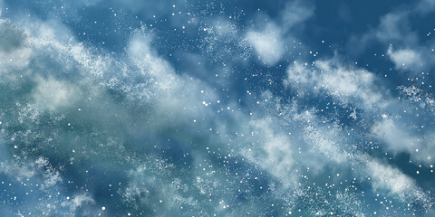 Fototapeta premium 青に白い雲と白い粒のテクスチャ。Generative AI