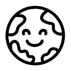 Earth Smiling Icon Handdrawn