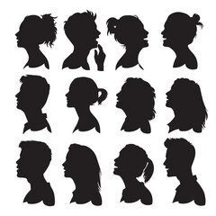 People Singing Silhouettes Vector , black silhouettes isolated on white background