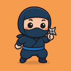 cute kawaii ninja with shuriken