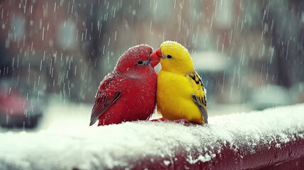 Two Birds in Snow