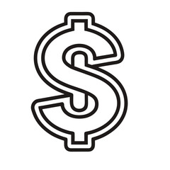 Dollar Sign Outline Vector Icon