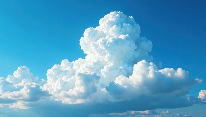 Lush, billowing white cloud formation on a deep azure backdrop, summer, altitude