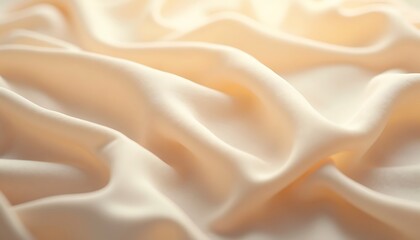 Obraz premium Close up of draped beige fabric with folds and smooth texture.