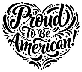 Fototapeta premium Proudly displayed patriotic graphic design. Heart-shaped lettering emphasizes a nationalistic theme.
