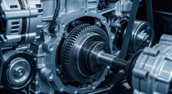 Car engine close up. Detailed view of the internal combustion engine. - Powered by Adobe
