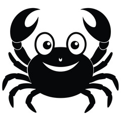 Smiling cartoon crab raises its pincers, casting a simple, playful mood