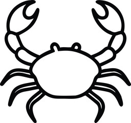 Simple monochrome crab line icon evokes nautical and marine themes beautifully