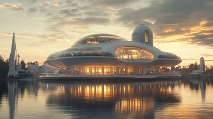 Obraz premium A floating palace that moves across the sky like a giant mothership 