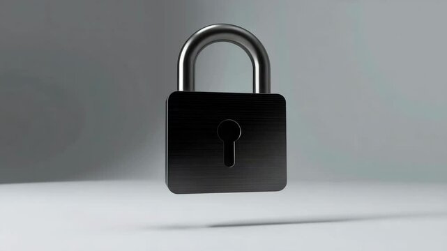 A shiny metallic padlock is shown against a neutral background, symbolizing security and protection.