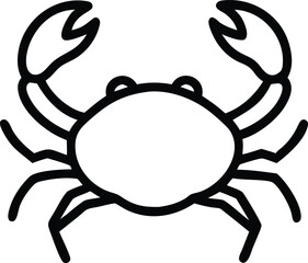 Simple crab outline with large pincers faces forward in a style