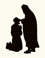 Vector drawing. Jesus healing a man