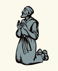 Vector drawing. Jesus healing a man