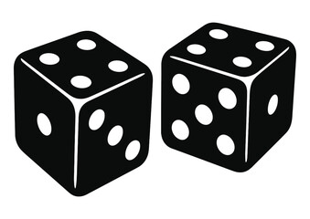 Pair of Black Casino Dice Icon - Gambling and Game Symbol