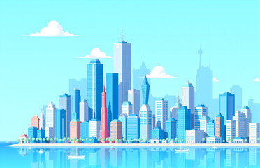 Naklejka premium Fresh City Skyline Illustration