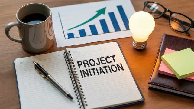 Project initiation noted in a spiral-bound notebook.