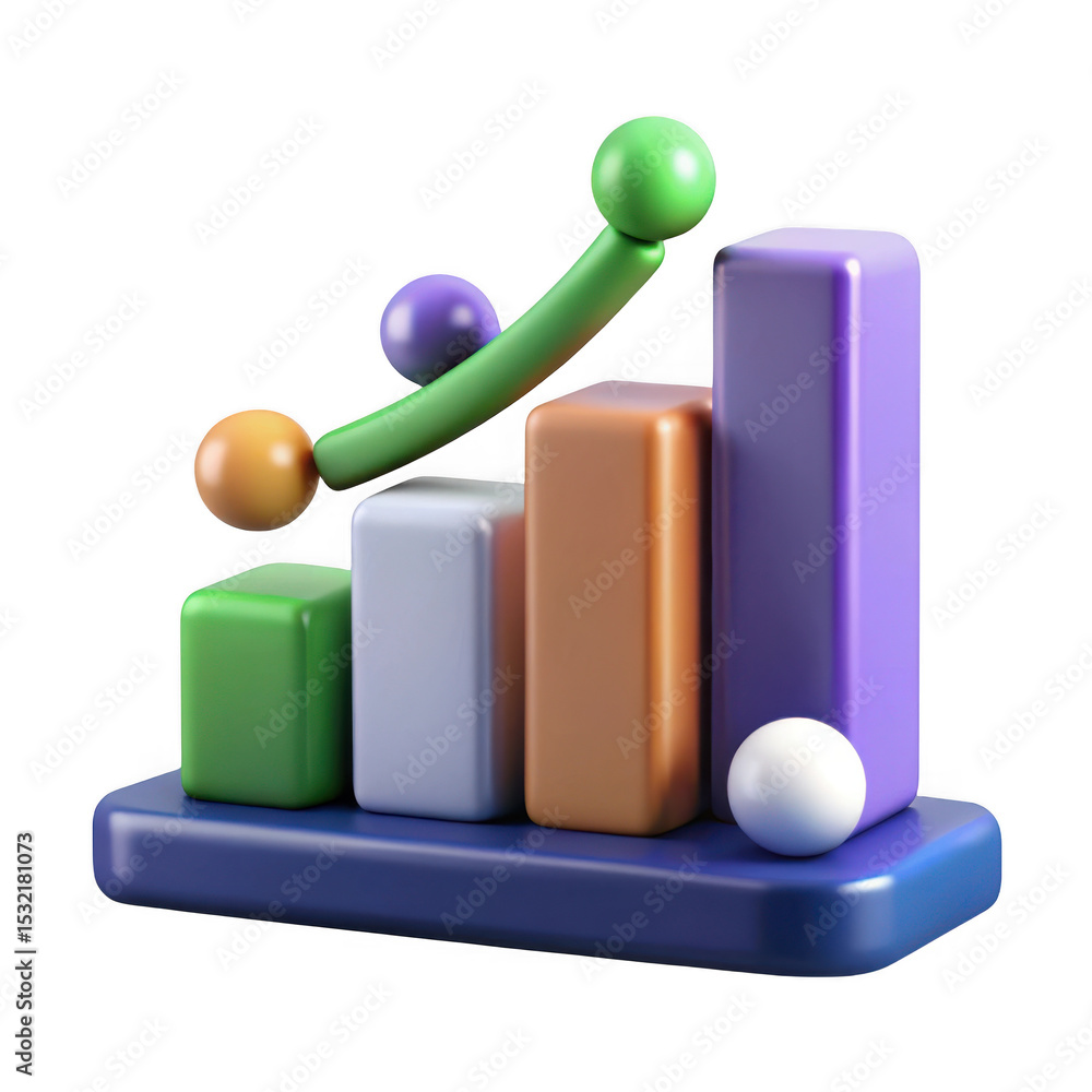 Aufkleber 3d colorful growth chart bar graph isolated on transparent background