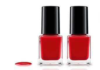 Obraz premium Two red nail polish bottles with a drop of polish