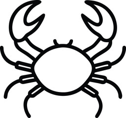 A simple crab line drawing features curved claws and multiple legs