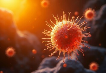 Close up of Red Virus Art