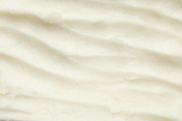 Texture of organic shea butter as background, top view