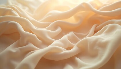 Obraz premium Close-up of soft beige fabric, draped and flowing elegantly with subtle shadows.