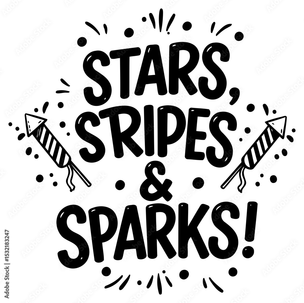 Poster stars. stripes & sparks graphic design with no demographic details. typography design with firework 