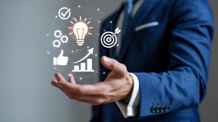 Business ideas visualized in the hands of a person.