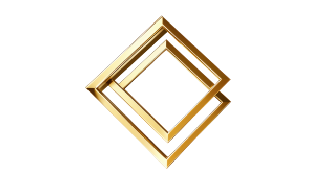 Abstract geometric golden triangle shape design isolated on white background