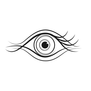 Stylized eye. Logo for ophthalmologist. Vector image. Black and white illustration.
