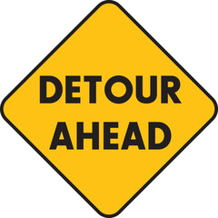 Vector illustration of a detour ahead sign